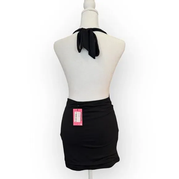 Edikted Black Cowl Neck Backless Mini Dress – Size Small - NWT - Picture 3 of 5